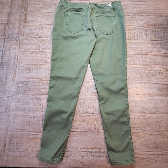 Flip Side Juniors 11 Reversible Skinny Jeans Green/ Woodland Camo Stretch - Picture 12 of 13